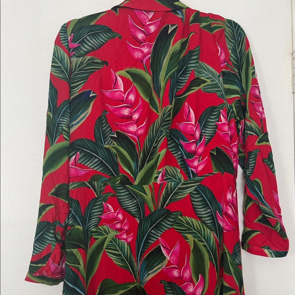 Farm Rio Garden Floral Maxi Dress Long Sleeve V Neck Size Large Tropical Boho - Picture 6 of 6